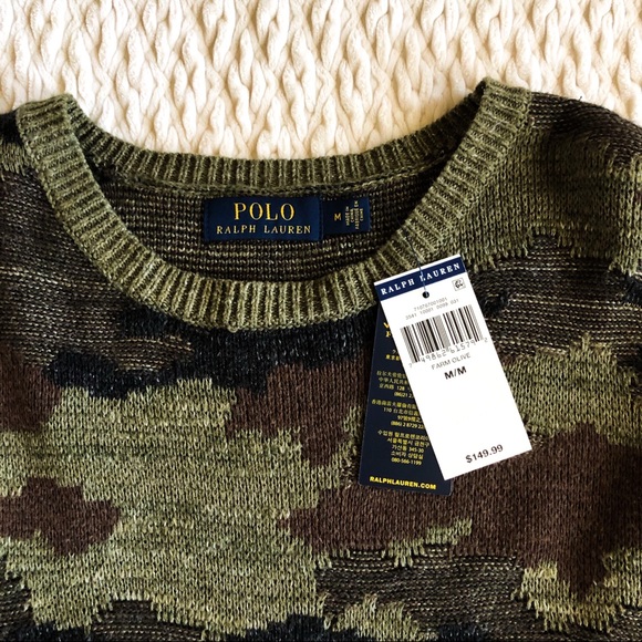 $149 Polo Ralph Lauren Camo Sweater Men’s Medium - Picture 2 of 4